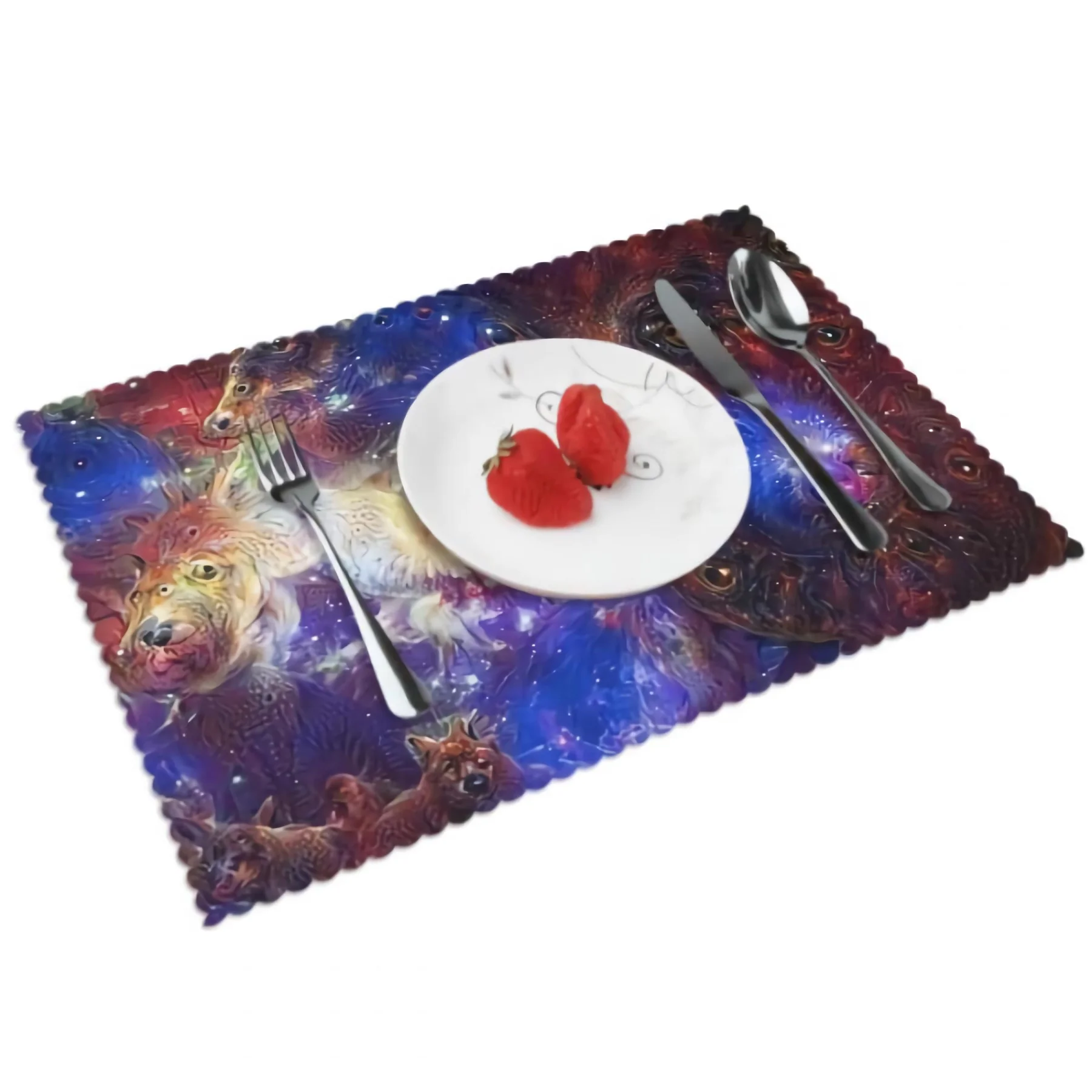 

Galaxy Animal Pattern Placemats for Dining Table Set of 4 Rectangular Heat Resistant Washable Place Mat