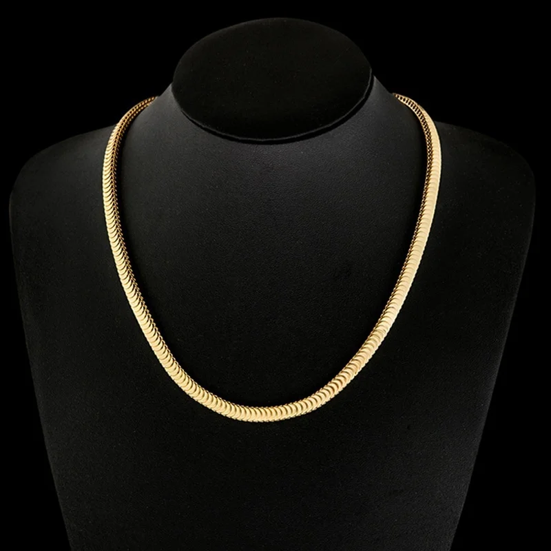 

Fashion 24K Gold Necklace 16/18/20/22/24/26/28 inch Blade Necklace Snake Bone Chain Men's & Women's Jewelry Gifts
