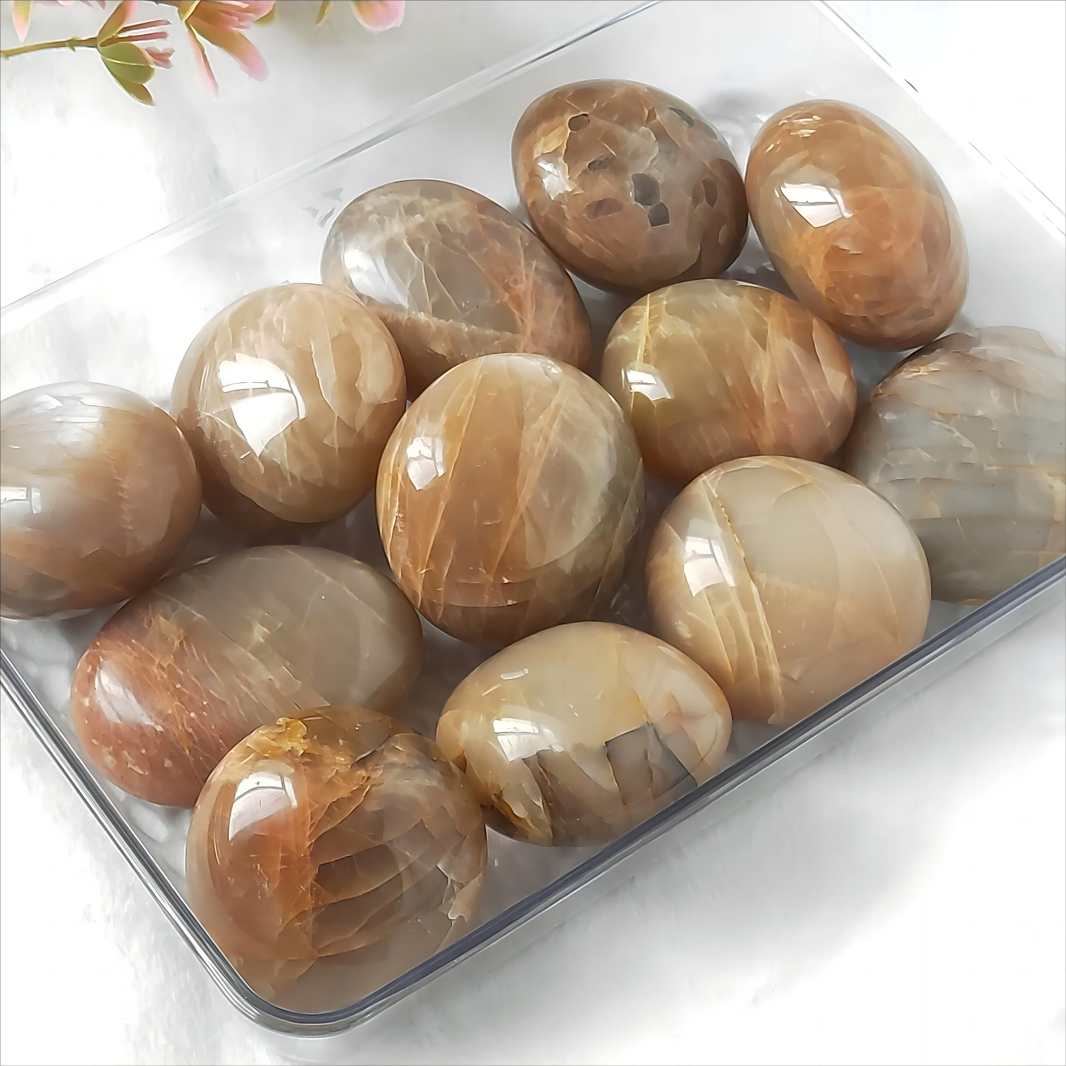 Персиковый лунный камень искусственная ладонь особый подарок для женщин