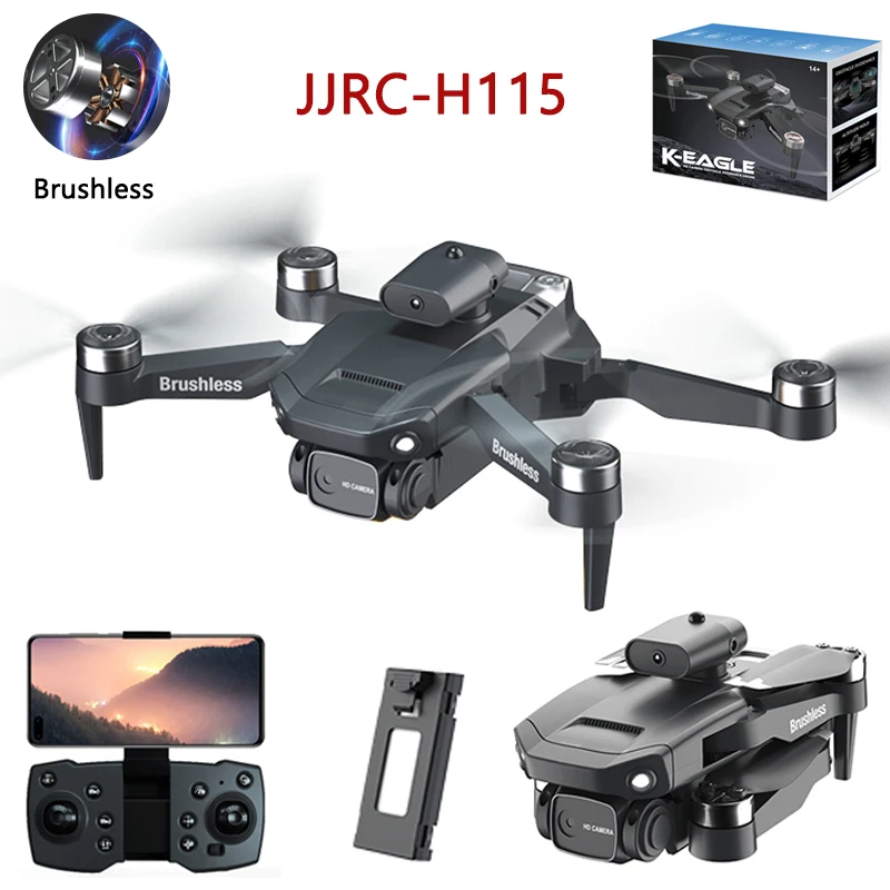 Бесщеточный Дрон JJRC H115 с двойной камерой 8K маленький Квадрокоптер высокой