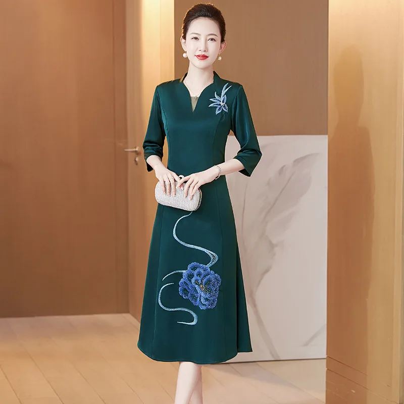 

Осеннее китайское платье-Ципао Hanfu Yourqipao, новое свадебное банкетное платье, платья для матери невесты, свадебное платье, вечернее платье