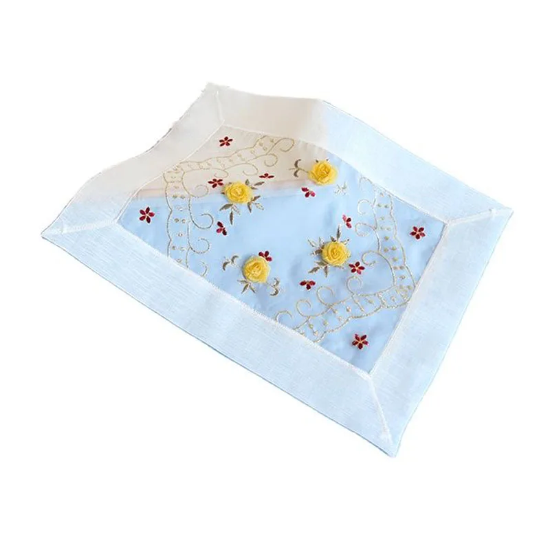 Горячая Распродажа кружевная нитка 3D вышивка розы коврик для стола