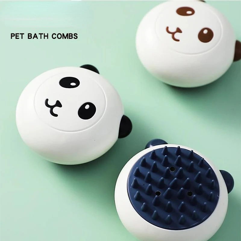 

Dog Bath Brush Panda Massage Comb Pet Cat Cleaner Puppy Wash Tools Bathroom Grooming Brush Bath Supplie Dog Soft Silicone Brush