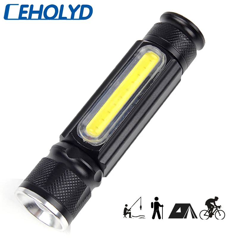 

highlight COB zoom 3 mode lantern built-in battery USB rechargeable LED flashlight flashlight aluminum camping 2000LM XM-L T6