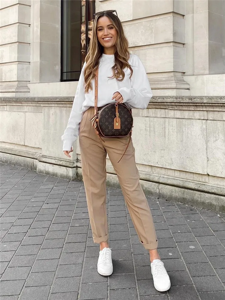TRAF Women Pants High Waist Beige Black Pants For Women Office Wear Streetwear Y2k Pants Spring 2022 Fashion Woman Trousers