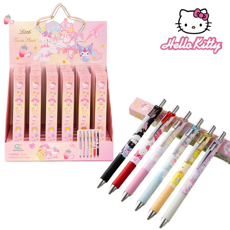 

Kawaii Hello Kitty Blind Box Pen Kuromi Melody Cinnamoroll Sanrio Student Cartoon Press Pen Random Box Black Send One Randomly