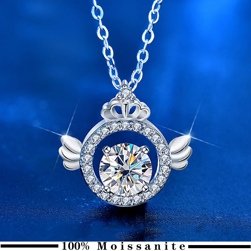 

Classic 925 Silver 1ct Round Excellent Cut Pass Diamond Test VVS1 D Color Moissanite Pendant Necklace Fine Jewelry