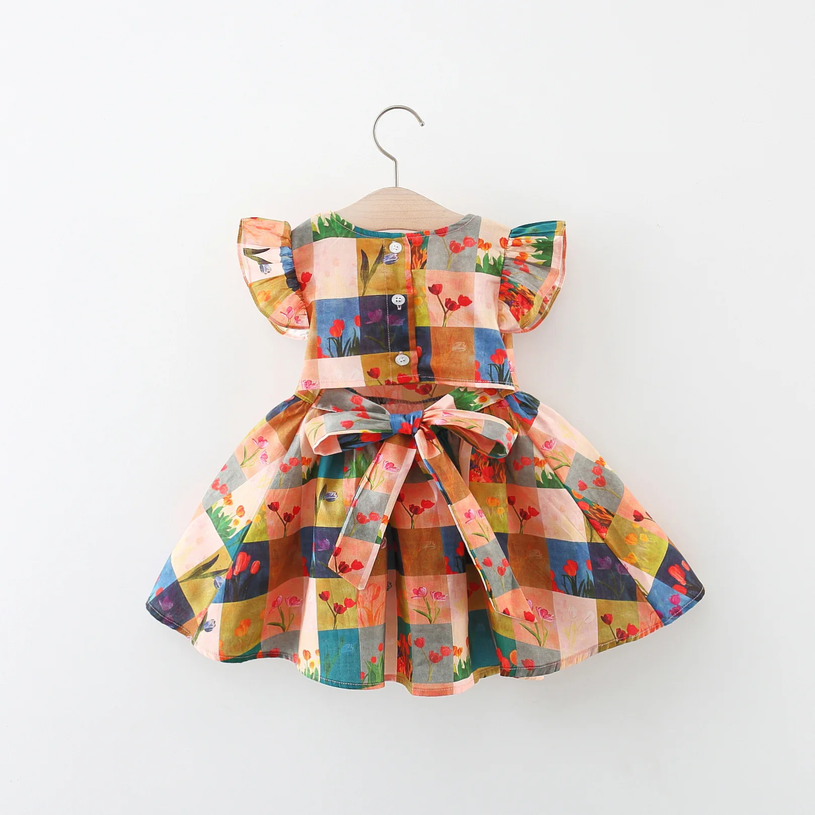 

Kids Girls Flying Sleeve Dress 0-4 Years Old Summer Girls Fashion Princess Dress Cotton Baby Christmas Clothes Wear