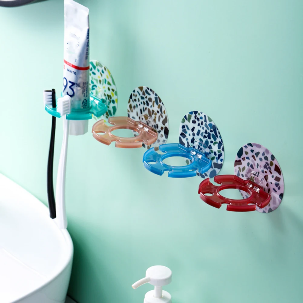 

Punch-free Toothbrush Holder Wall-mounted Toothpaste Storage Rack Toothbrush Rack Bathroom Accessories Multi-color