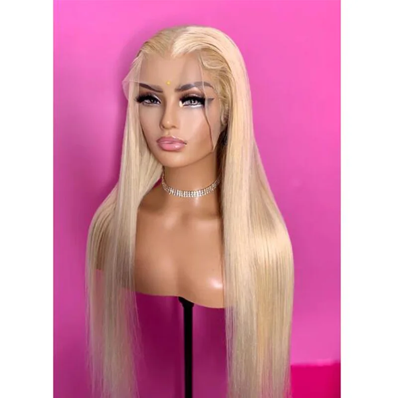 Straight Long Soft 613 Blonde Body HD 13x4Lace Front Wig mixed human hair blend synthetic wig For Black With Babyhair Cosplay