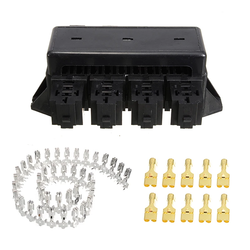 

20 Way Fuse Relay Box Holder Block Circuit Protector with 40pcs Terminals Car Auto Standard Fuses Holder Replacement Part