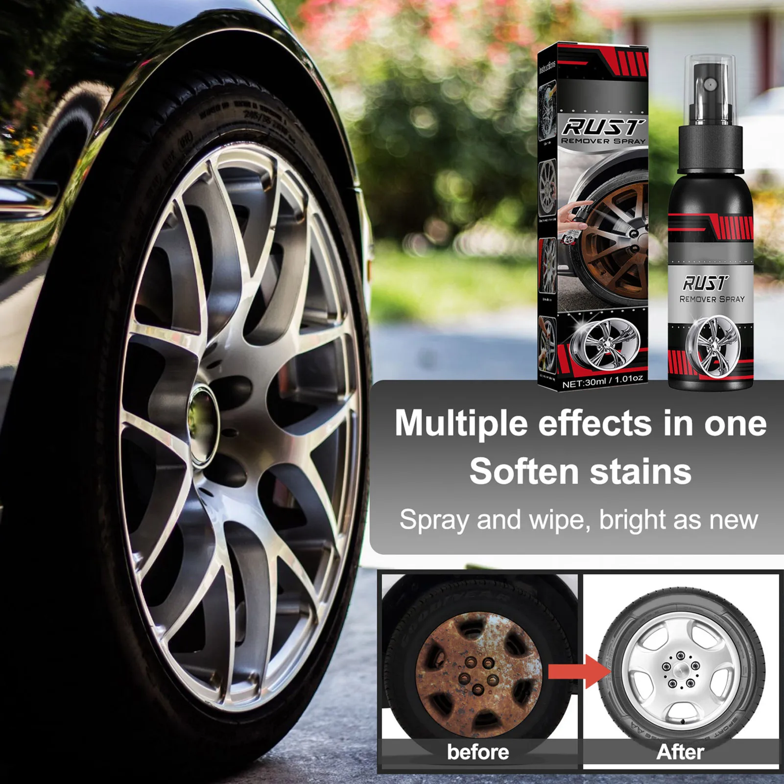 

30/100ml rust remover spray Wheel and Chassis Cleaner Car Maintenance Cleaning Rust Dissolver Agent