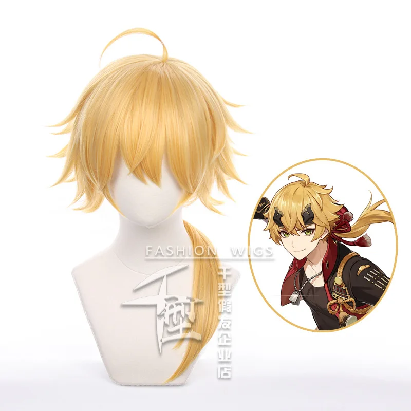 

Game Genshin Impact Thoma Cosplay Wig Braids Hair Men Halloween Costume Anime Cosplay Carnival Animation Festival Wigs + Cap