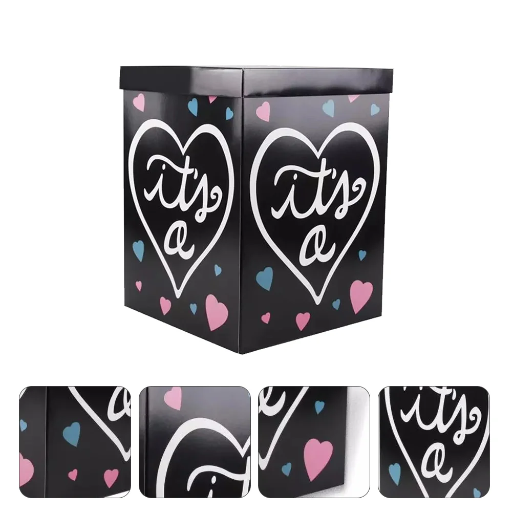 

1pc Baby Shower Cake Boxeses Folding Box Black Boy And Girl Birthday Baby Balloon Paper Box