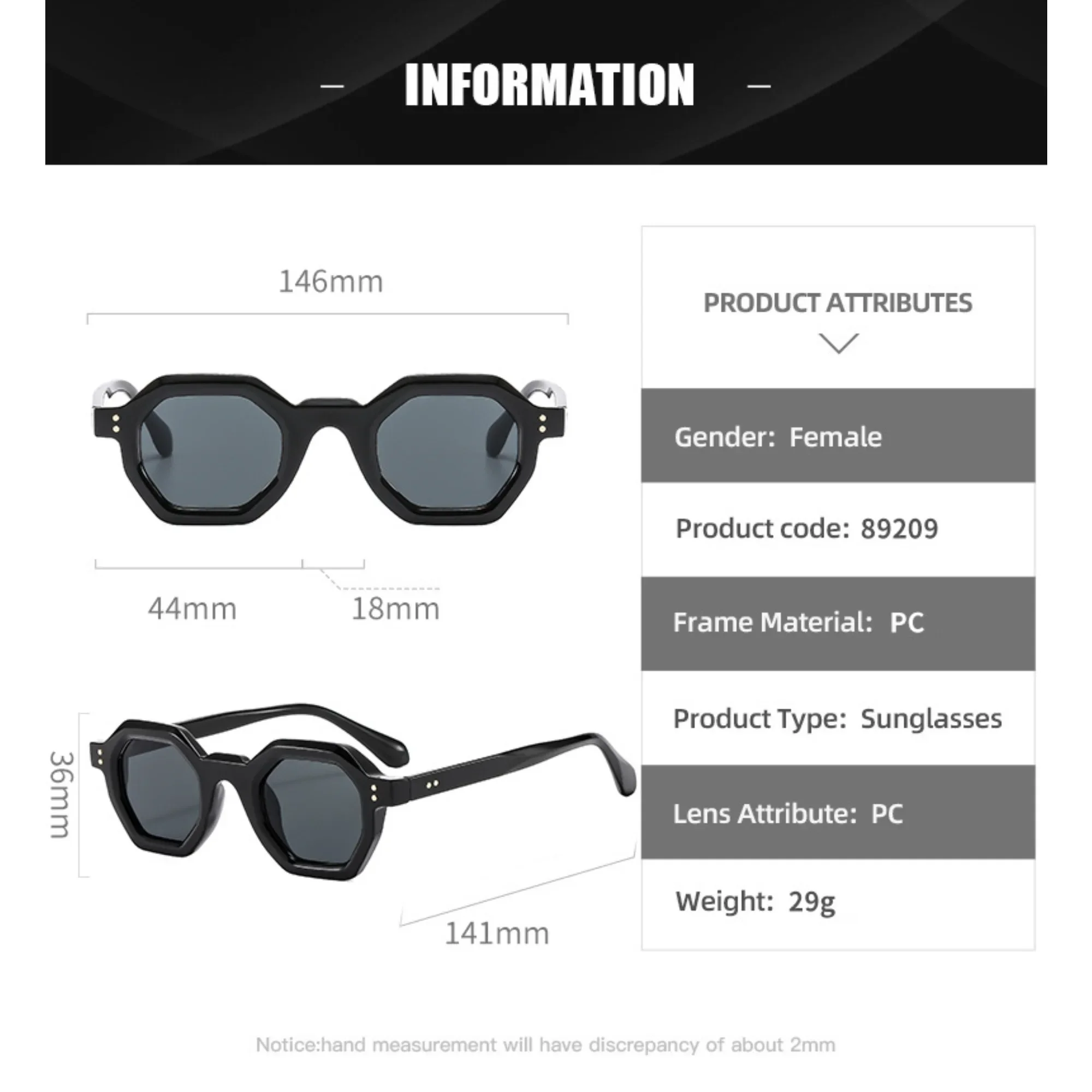 Ретро многоугольные квадратные солнцезащитные очки модные женские маленькие