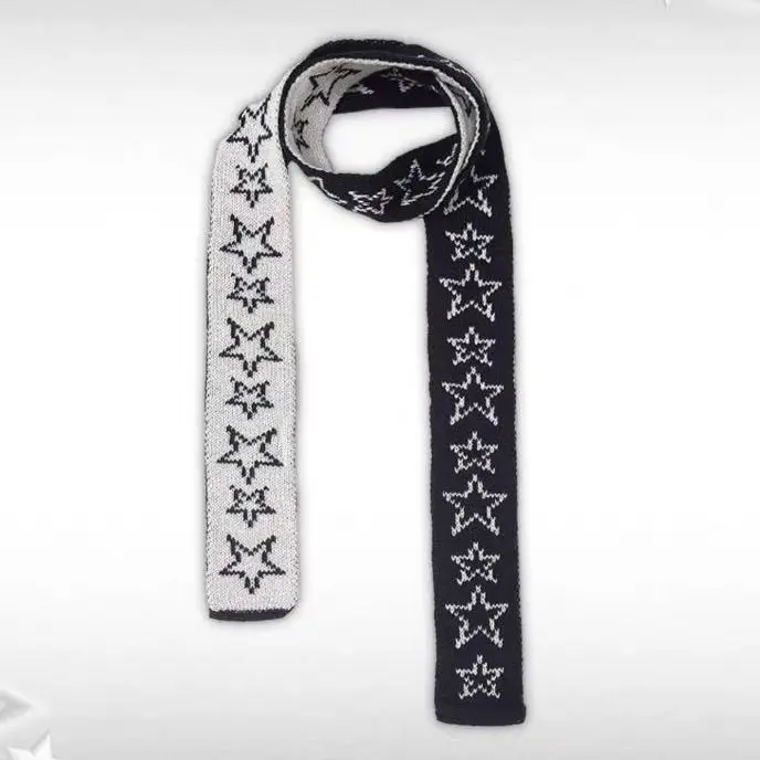 Женский модный шарф Y2k Star Graphic Harajuku вязаный зимний в стиле панк теплый наряд для