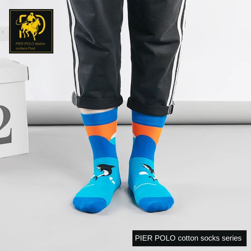 New men's deodorant socks pure cotton medium tube socks men's style Chinese fashion gift socks boys' trend socks wholesale