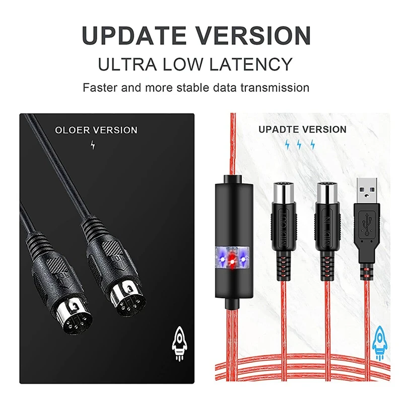 Кабель MIDI с USB-кабелем переходник на USB для подключения клавиатуры Piano к