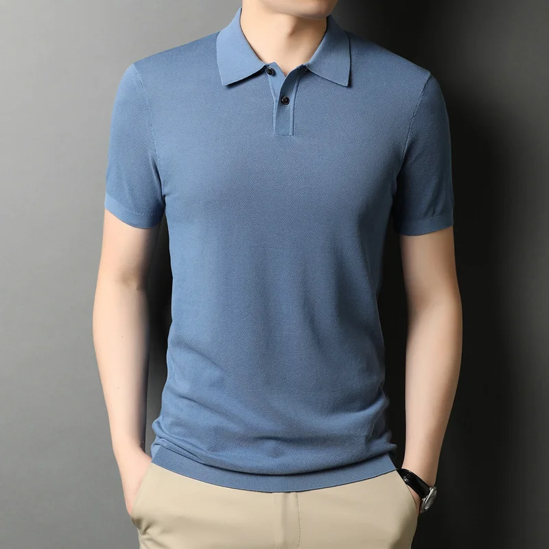 

2022 Summer Running Polo Short Sleeve T Shirt Men Fitness Slim Fit Sports T-shirt Fashion Tees Tops Male Knitted Gym Clothes A36