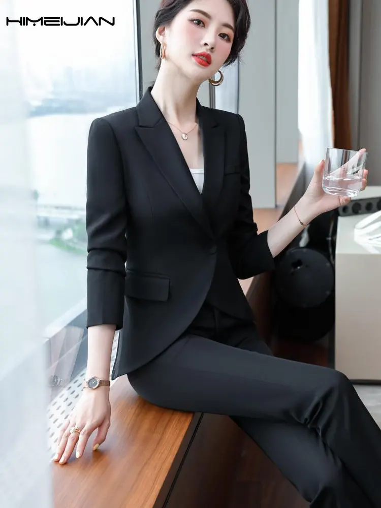 2023 New Women's Suit Blazer and Pants 2 Pieces Elegant Luxury Office Outfit Pants Sets High-end Fashion Plus Size Matching Sets