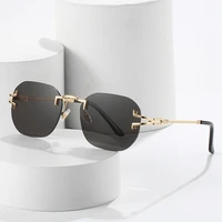 2022 new rimless sunglasses cut ocean lens glasses multi color bright colorful women sunglasses metal frame shades