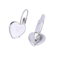 onwear 10pcs fit 10mm heart cabochon earring base french lever back stainless steel earring bezel setting findings diy