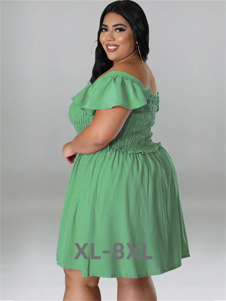 Plus Size Dresses for Women Summer Solid One Shoulder Elegant Mini Dress Ball Gown Hot Sale Whole 3xl 4xl 5xl 6xl