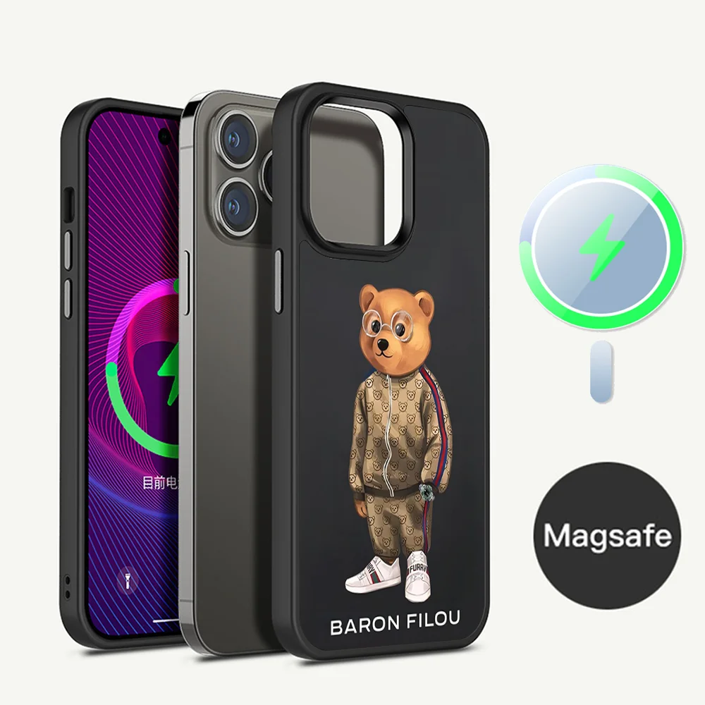Модный чехол для телефона B-Baron F-Filou Bear Magesafe с магнитной беспроводной зарядкой iPhone