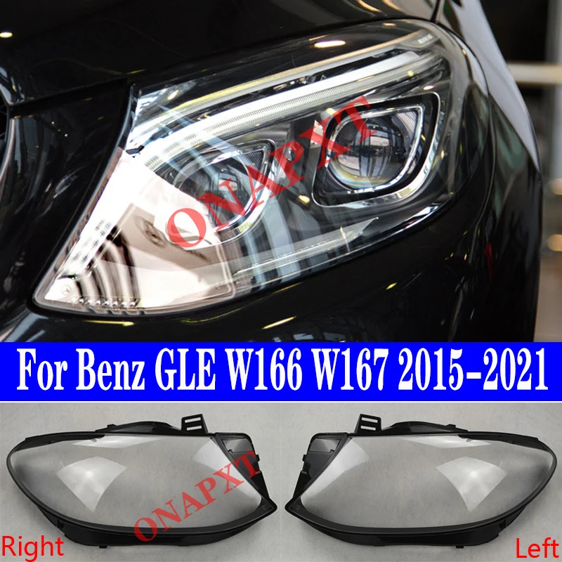Car Front Headlight Cover For Mercedes-Benz GLE W166 W167 2015-2021 Light Caps Transparent Lampshade Glass Lens Shell