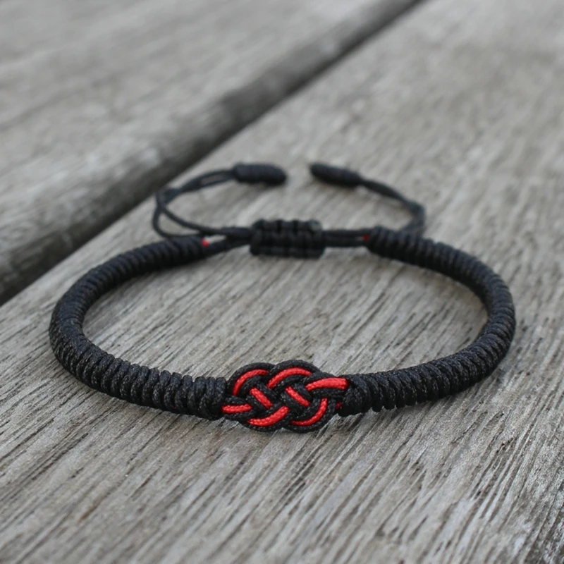 

Lucky Red Black Concentric Knot Braided Bracelet Handmade Rope String Adjustment for Sister Daughter Parent Couple Lover