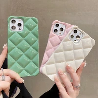 3d candy color luxury diamond lattice phone case cover for iphone 13 11 12 pro x xr xs max 7 8 plus plain cute soft back case