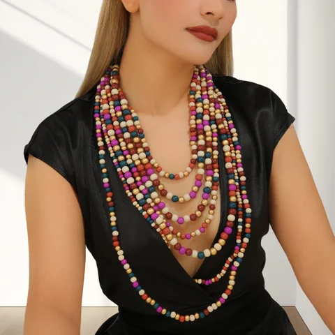 Многослойное деревянное ожерелье jiaoyu