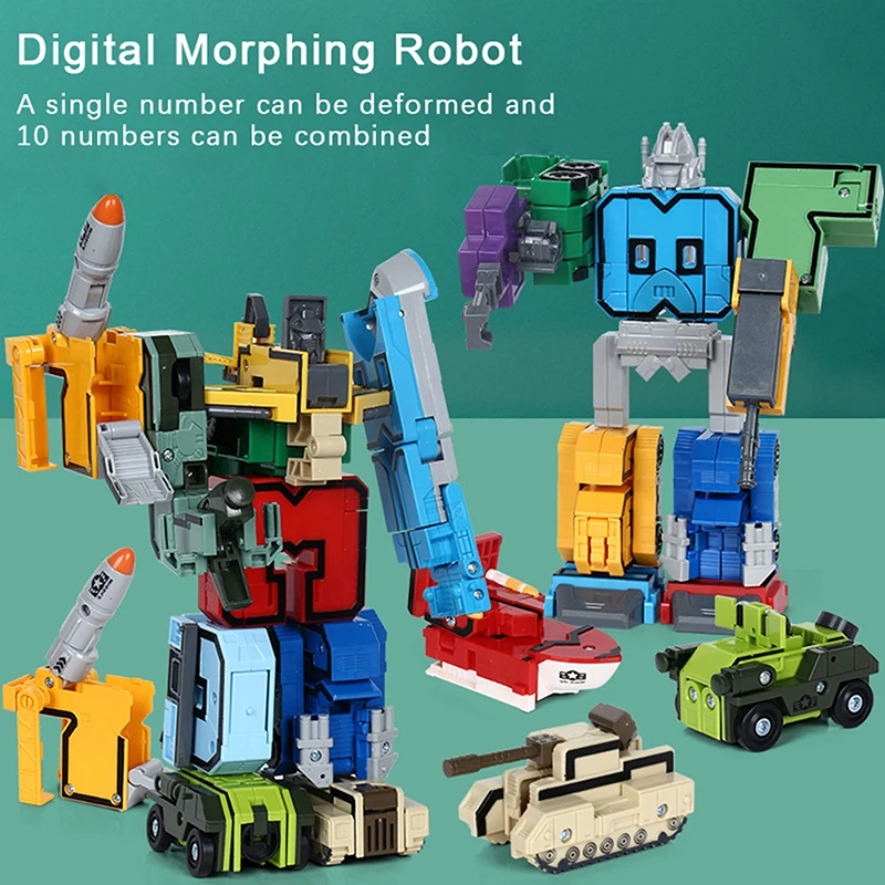 

DIY Creative Education Assembling Action Figure Transformation Number Deformation Robot Toy For Children