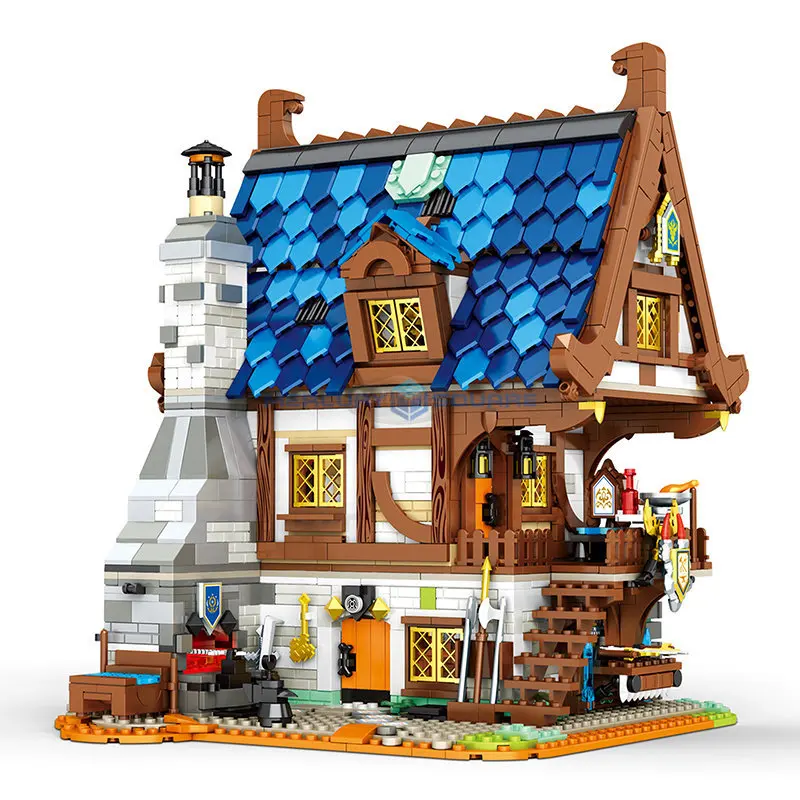 

The European Century Medieval Blacksmith Model Building Blocks 21325 View Modular MOC Bricks Set Gifts Educational Toys For Kid