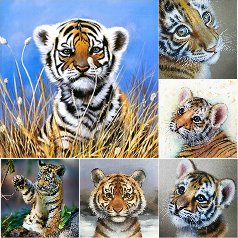 

Алмазная живопись 5D «сделай сам» с изображением маленького тигра, алмазная вышивка, вышивка крестиком, Ручная инкрустация, искусство, подар...