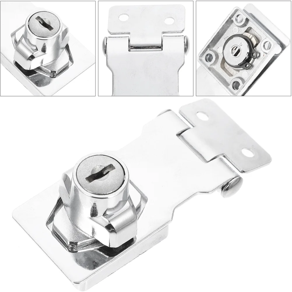 

Cabinet Knob Door Lock Display Showcase Desk 8X3.2X0.15CM Safe Heavy Duty Silver Stainless Steel Furniture Latch