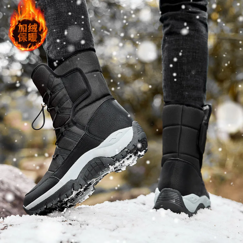 Outdoor Waterproof Winter Sneakers For Men Keep Warm Snow Botas Hombre Winter Boot High Top Hunting Shoes Leather Tactical Boots