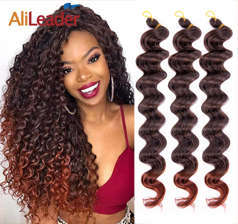 

Синтетические вязаные крючком волосы с глубокой волной океанская волна плетеные волосы Омбре Freetress глубокая волна вязание крючком наращив...