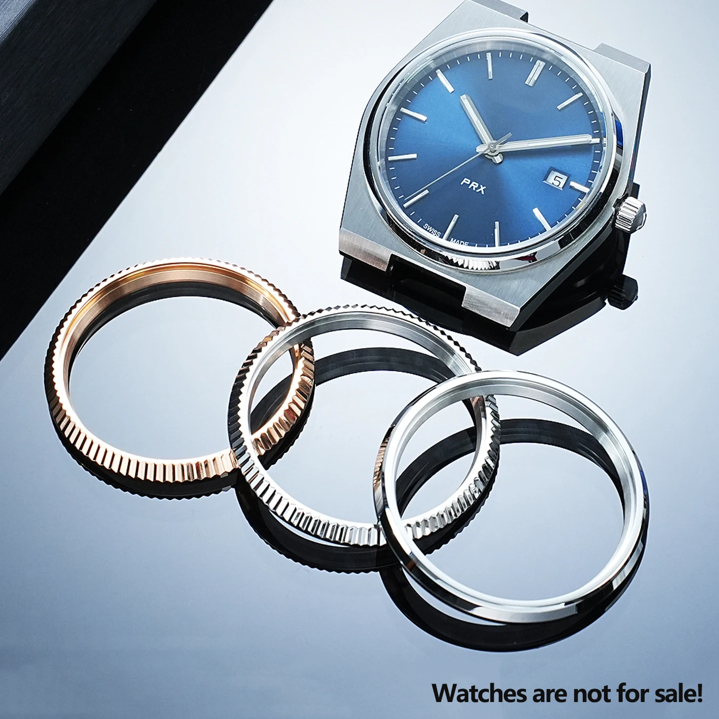 Фото Комплект для модификации часов Tissot серии PRX T137.407/410 T035627A T055T127: металлический внешний ободок циферблата для самостоятельной установки №1