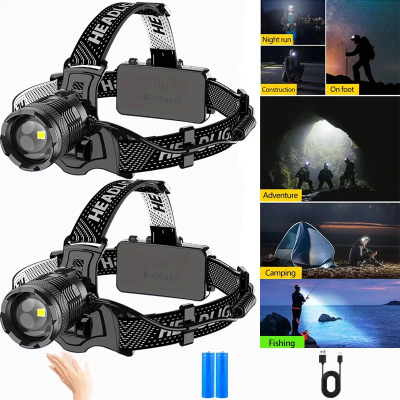 Фонарь налобный с аккумулятором 18650 и зарядкой от USB
