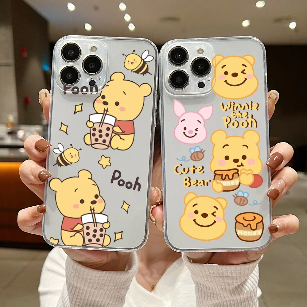 

Disney Lovely Winnie the Pooh Phone Case For Xiaomi Redmi Note 12 11T 10 9 Pro Plus 10C 9A C T K40 50 60 4G 5G Transparent Cover