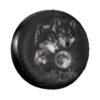 moon wolf pack tattoo spare tire cover waterproof dust proof uv sun car wheel covers 14 17 inch inch