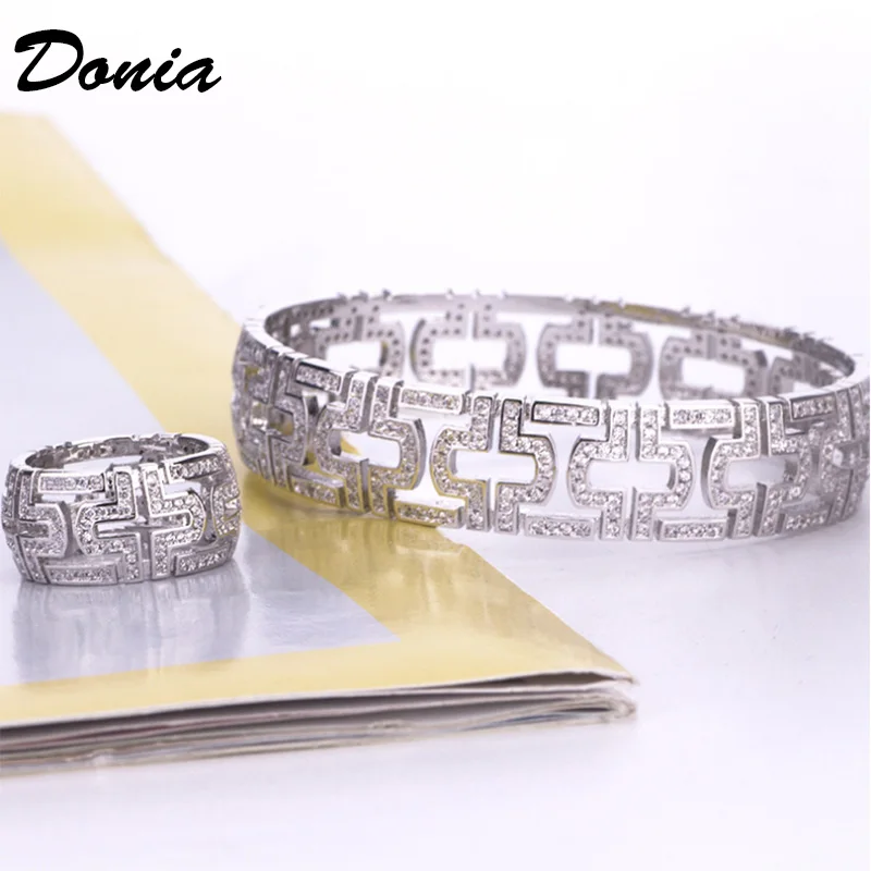 

Donia jewelry Fashion classic copper micro-inlaid AAA zircon bracelets three-color ring men and women couples set of decorations