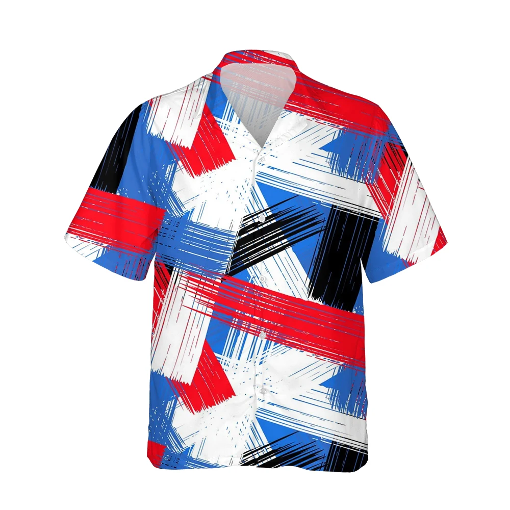 

New 3D Fashion Plaid Print Mens Hawaiian Shirts 3d Blue Red Black Checker Pattern Short Sleeve Trend Men Clothes Oversized Tops