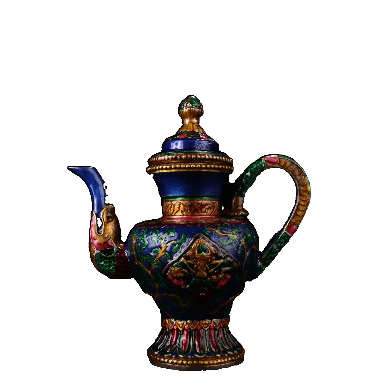 

Laojunlu Old Tibetan Collection Of Pure Copper Cloisonné Tibetan Teapots Chinese Traditional Style Antiques Fine Art Gifts