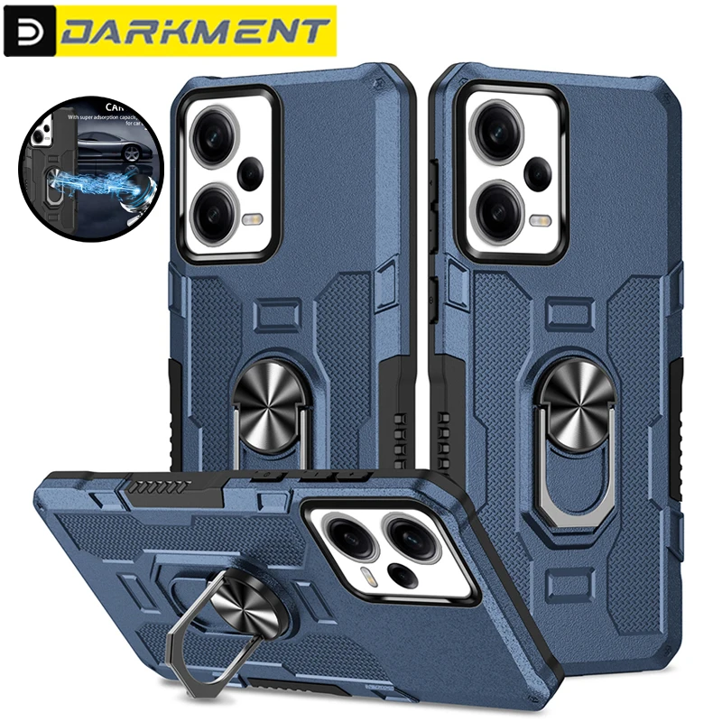 

Shockproof Solid Color Phone Case For Xiaomi Redmi Note 12 11 11E 11S 10 10S 9 9S Pro Max Magnet Ring Car Holder Stand Cover