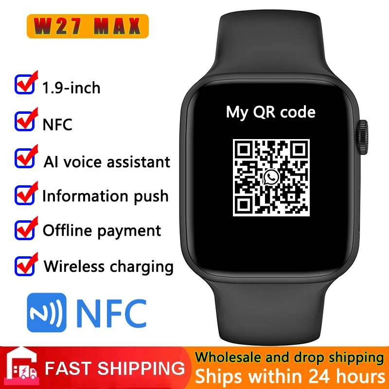 

W27 MAX Smart Watch 7 Relogio Masculino 1.9" Bluetooth Call Heart Rate Watch for Women Men Smartwatch PK W37 W27 Pro for Apple