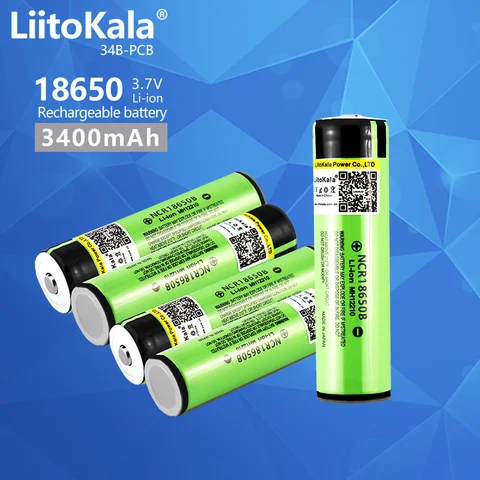 LiitoKala 34B-PCB защищенный 100% Оригинальный NCR18650B 18650 перезаряжаемый аккумулятор 3400 мАч с 3,7 в для фонарика батареи