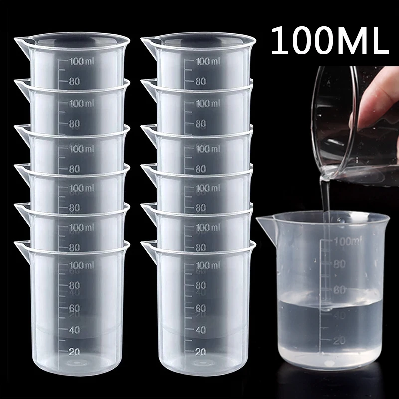 

1/5 шт. прозрачный пластиковый мерный стакан с градуированным объемом 100 мл кухонный лабораторный измерительный инструмент домашний мерный стакан для смешивания «сделай сам»