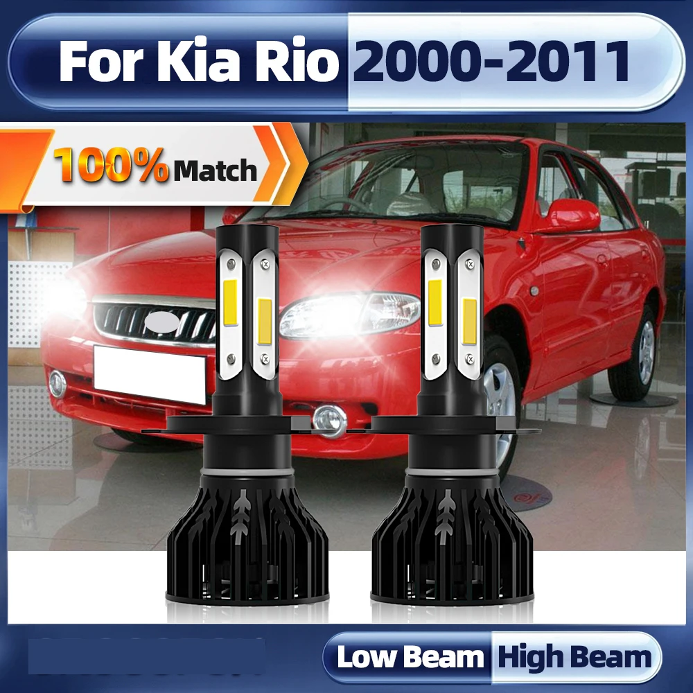 

Светодиодные фары H4, лампы 6000 лм с CSP чипом, автомобильная лампа головного света 2000 K для Kia Rio 2003-2004 2005 2006 2007 2008 2009 2010 2011